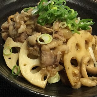 蓮根と牛肉のにんにくバター醤油炒め♪